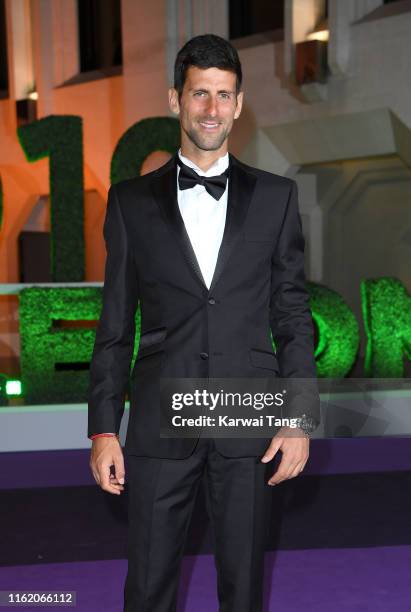 Novak Djokovic attends the Wimbledon Champions Dinner at The Guildhall on July 14, 2019 in London, England.