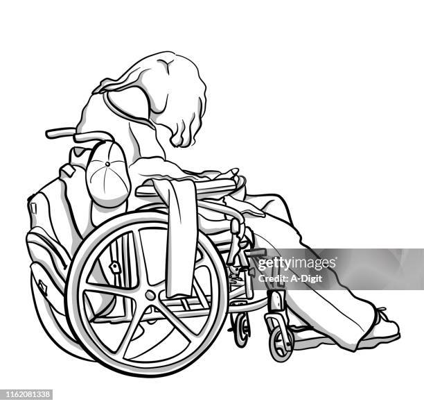 stockillustraties, clipart, cartoons en iconen met rolstoel-gebonden ms - multiple sclerose