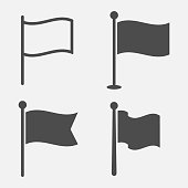 Flag icon set isolated on white background. Vector illustration.