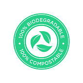 100% Biodegradable and compostable icon.