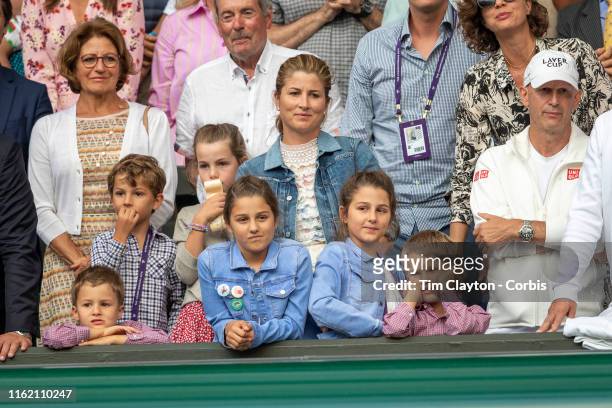 July 14: Mirka Federer, wife of Roger Federer with their children nine-year-old twin girls Charlene and Myla and five-year-old boys Lenny and Leo...