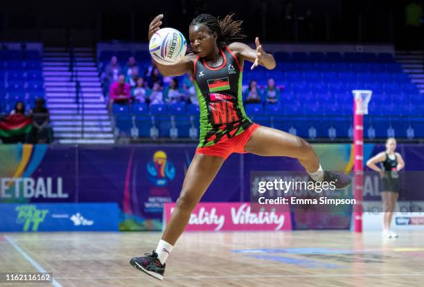 Bridget Kumwenda of Malawi in action during the Vitality Netball World Cup match between Northern Ireland and Malawi at M&S Bank Arena on July 15,...