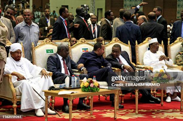 Sudan's veteran opposition leader Sadiq al-Mahdi, Chairperson of the African Union Commission Moussa Faki Mahamat, Ethiopian Prime Minister Abiy...