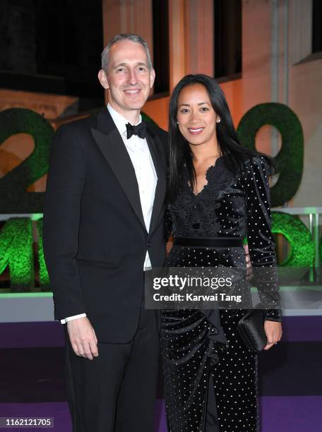 Anne Keothavong and Andrew Bretherton attend the Wimbledon Champions Dinner at The Guildhall on July 14, 2019 in London, England.