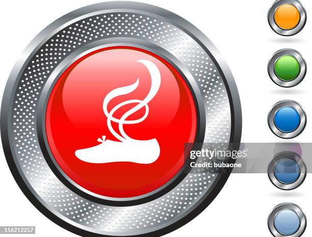 ballett-hausschuhe lizenzfreie vektorgrafik mit metallic-knöpfen - ballett schuhe icon stock-grafiken, -clipart, -cartoons und -symbole