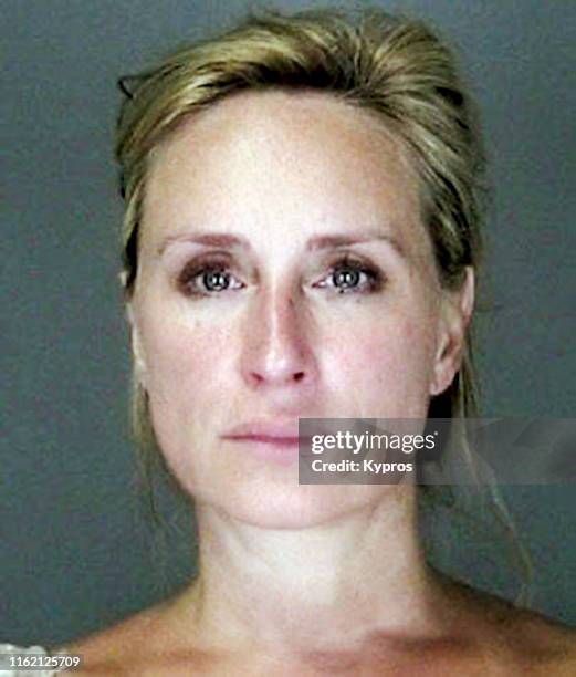 In this handout, American television personality Sonja Morgan in a mug shot following her arrest for driving under the influence, US, 2010.