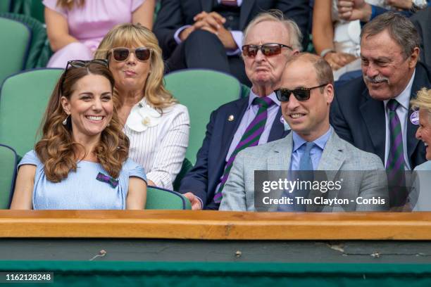 July 14: Australian tennis legends John Newcombe and Rod Laver with Catherine, Duchess of Cambridge and Prince William, Duke of Cambridge in the...