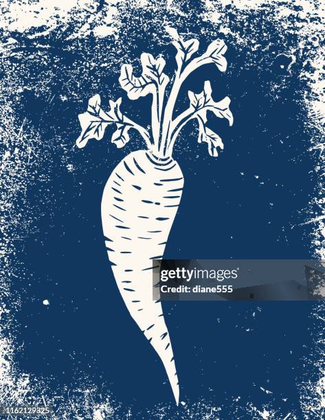 linocut of a carrot garden - linocut stock illustrations