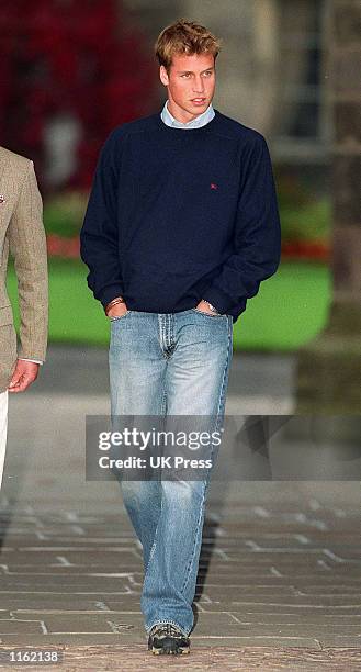 Prince William arrives for his first day of school at St. Andrews University September 23, 2001 in Scotland.