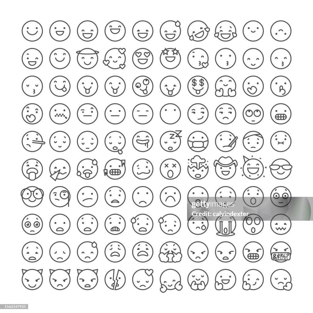 Emoticons Linie Kunstsammlung