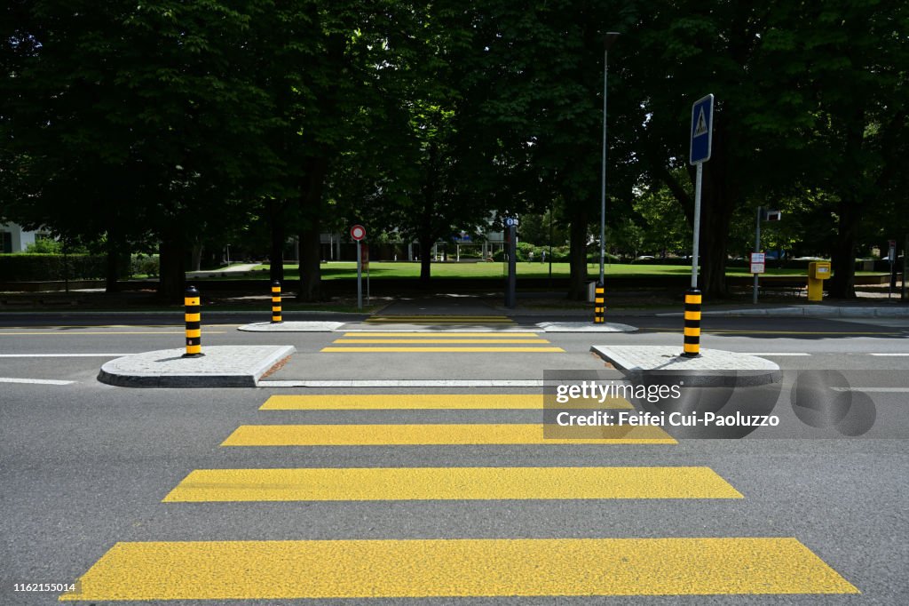 Zebra crossing at downtown Biel, Switzerland