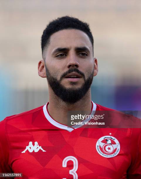 Dylan Bronn of Tunisia during the 2019 Africa Cup of Nations Semi Final match between Senegal and Tunisia at 30th June Stadium on July 14, 2019 in...