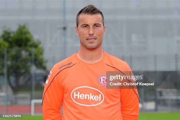 Michael Rensing of Fortuna Duesseldorf poses during the team presentation at Training Ground on July 15, 2019 in Duesseldorf, Germany.