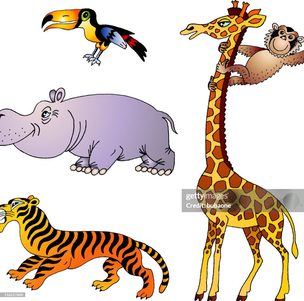 Cartoon Giraffe Elephant Cheetah And Monkey High-Res Vector Graphic - Getty  Images