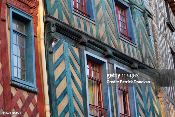 half-timbered buildings, rennes, france - rennes stock pictures, royalty-free photos & images