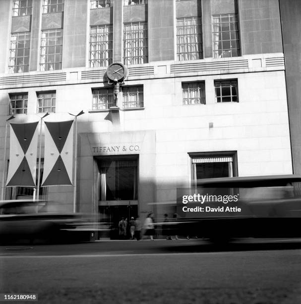 The famous Tiffany & Co. Storefront, at 5th Avenue and 57th Street, in 1957 in New York City, New York. Photo taken to illustrate the original...