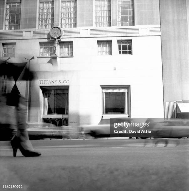 The famous Tiffany & Co. Storefront, at 5th Avenue and 57th Street, in 1957 in New York City, New York. Photo taken to illustrate the original...