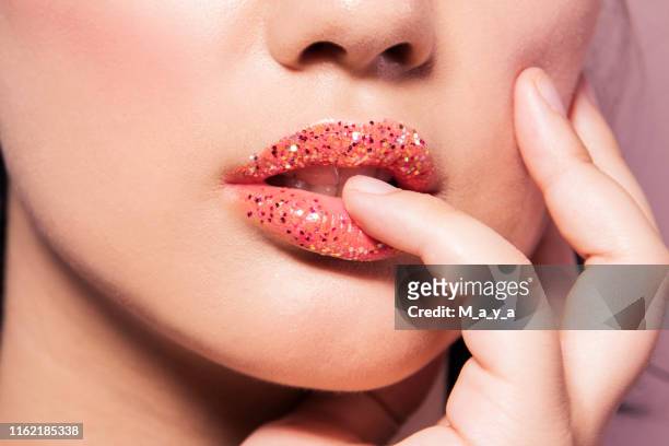 portrait of beautiful asian girl - glitter make up stock pictures, royalty-free photos & images