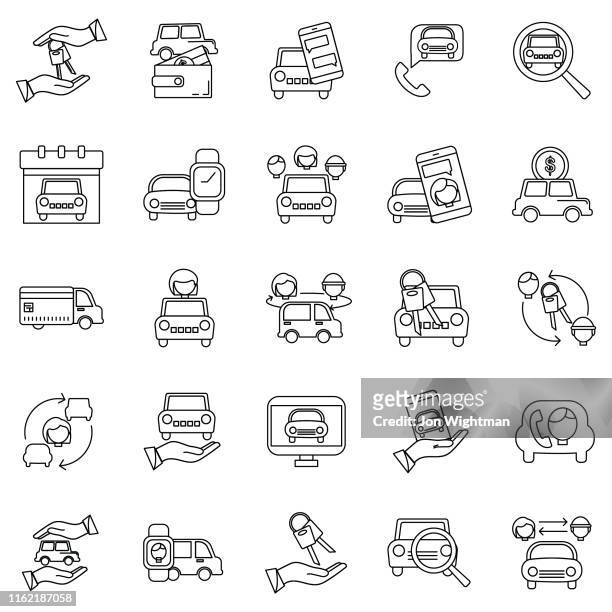 ride sharing icon - full set - on the move icon stock illustrations