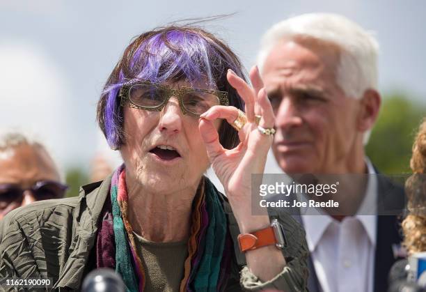 Rep. Rosa DeLauro , Chair of the House Appropriations Subcommittee on Labor, Health and Human Services, and Education, speaks to the media following...