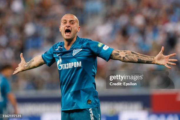 Yaroslav Rakitskiy of FC Zenit Saint Petersburg reacts during the Russian Premier League match between FC Zenit Saint Petersburg and FC Akhmat Grozny...