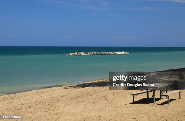 summer beach on the great lakes, presque isle state park - erie pennsylvania 個照片及圖片檔