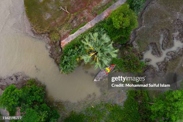 aerial view of flood affected coastal area in southern part of bangladesh - bangladesh village stock pictures, royalty-free photos & images