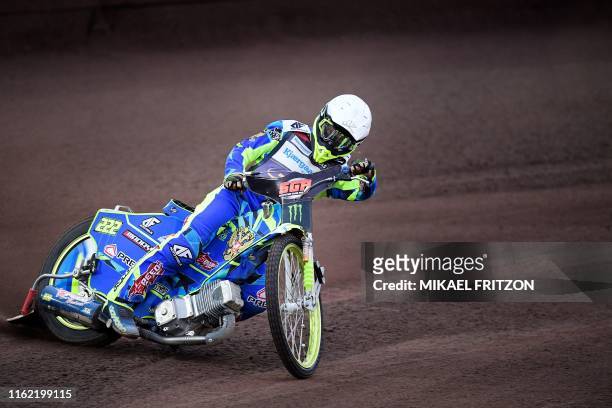Artem Laguta of Russia competes during the 2019 Scandinavian FIM Speedway Grand Prix, round 6, at G&B Arena on August 17 in Malilla, Sweden. / Sweden...