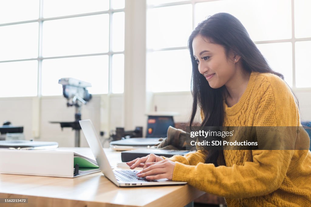 Files Assignment Girl Teenager Works On Assignment In Science Lab High-Res Stock Photo ...
