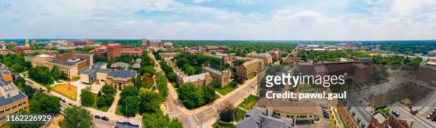 university of michigan ann arbor aerial view - michigan stock pictures, royalty-free photos & images