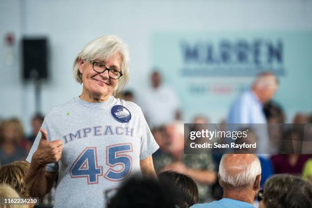 Elaine Cooper poses for a photo before before a town hall event with Democratic presidential candidate, Sen. Elizabeth Warren on August 17, 2019 in...