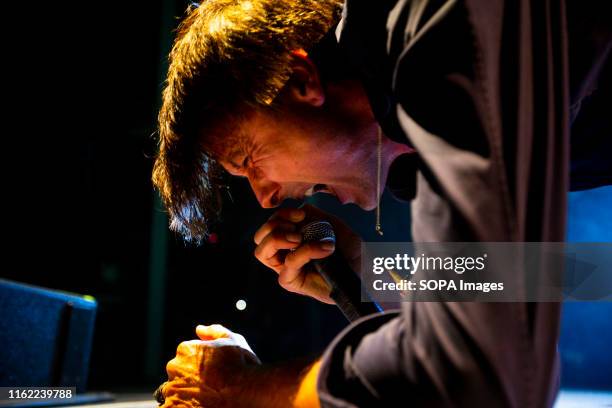Brett Anderson from the English rock band, Suede performs live on stage at the Vodafone Paredes de Coura music festival.