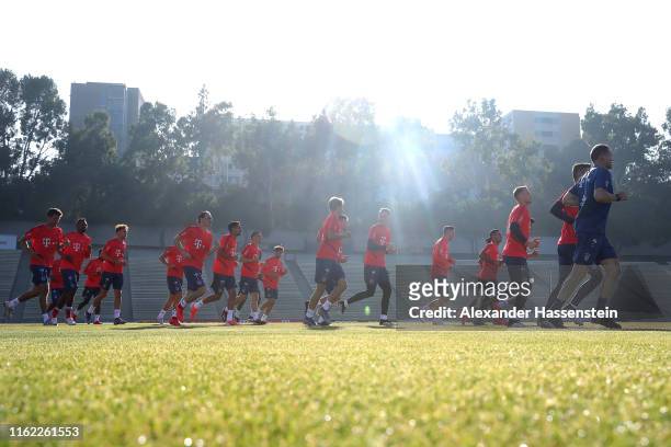 General view during the first training session at UCLA Drake Stadium on the first day of the FC Bayern Muenchen Audi Summer Tour 2019 on July 15,...