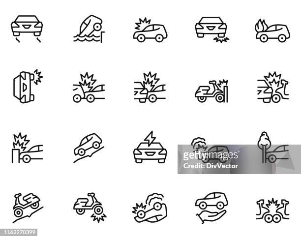car accident icon set - wreck icon stock illustrations