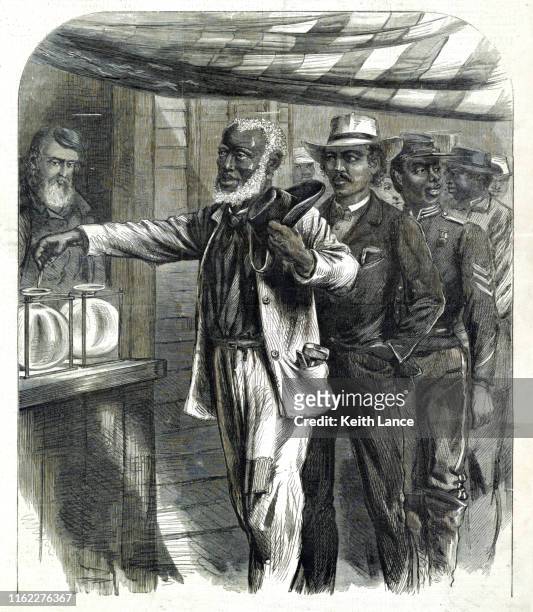 erste afroamerikanische abstimmung, 1870 - african american vote stock-grafiken, -clipart, -cartoons und -symbole