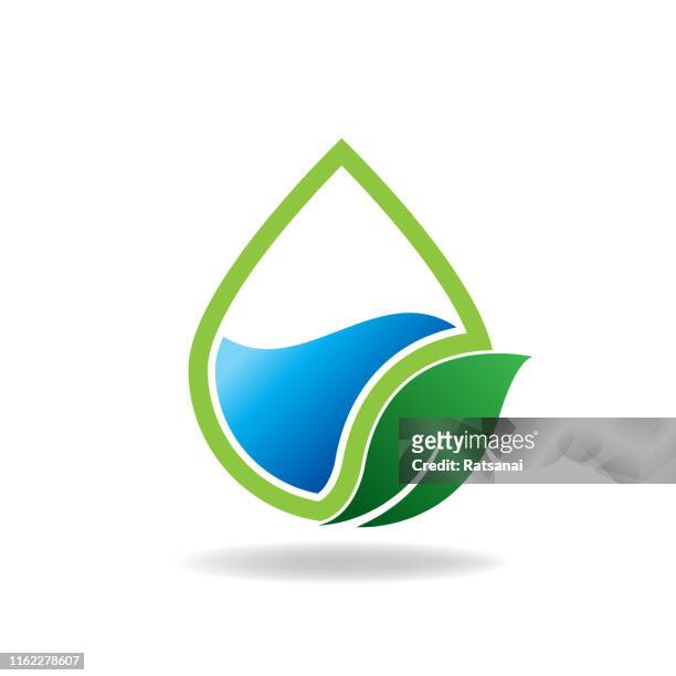 save water - green leaf logo stock illustrations