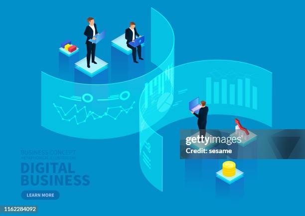 commercial digital technology financial strategy, data visualization concept - needs improvement stock illustrations