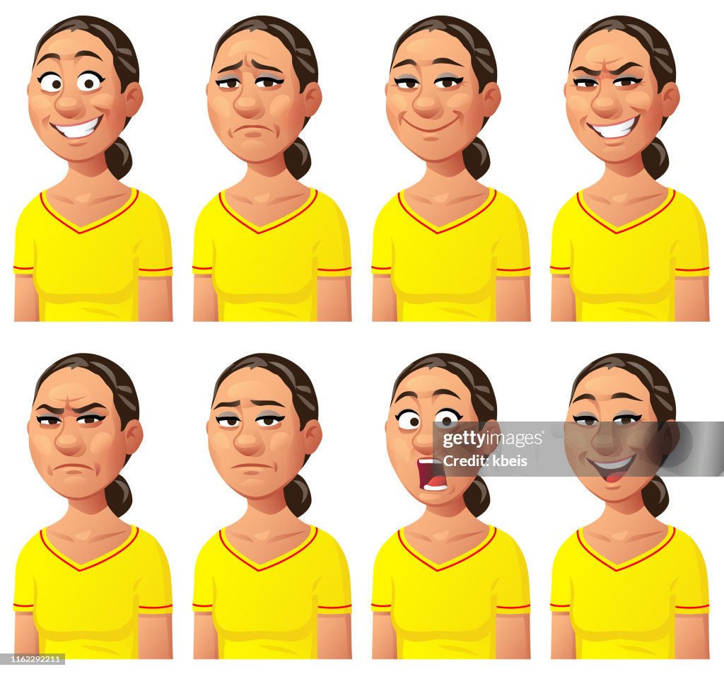 Young Woman Expressing Different Emotions High-Res Vector Graphic - Getty  Images