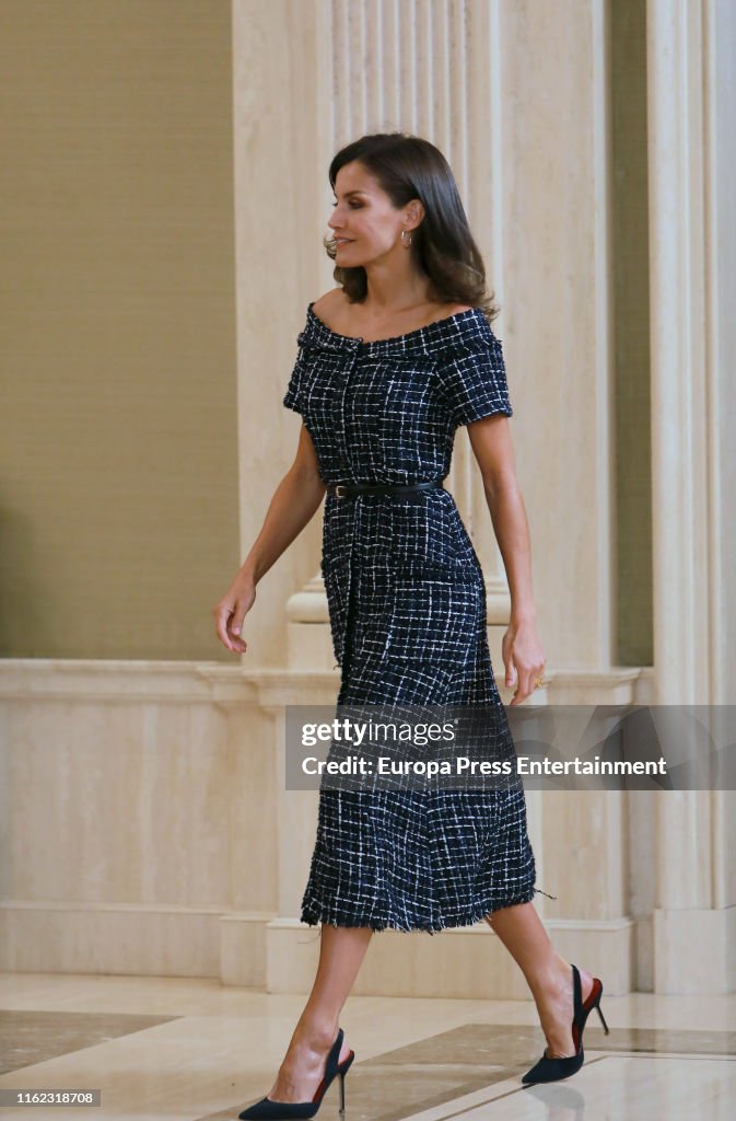 Queen Letizia Of Spain Attends Audiences At Zarzuela Palace