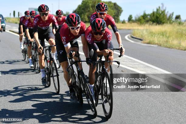 Geraint Thomas of United Kingdom and Team INEOS / Egan Bernal of Colombia and Team INEOS / Dylan van Baarle of The Netherlands and Team INEOS / Luke...