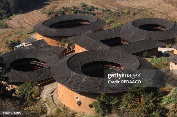 Tulou. Fujian earth houses or Fujian earthen structures from Hakka people. Tianluokeng village. Fujan. China.