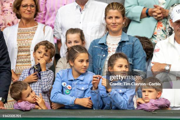 July 14: Mirka Federer, wife of Roger Federer with their children nine-year-old twin girls Charlene and Myla and five-year-old boys Lenny and Leo...