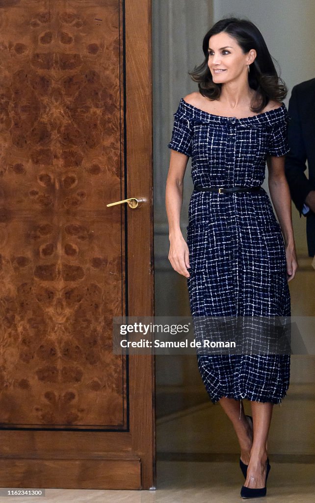 Queen Letizia Of Spain Attends Audiences At Zarzuela Palace