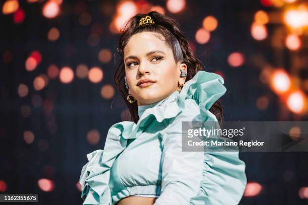 Rosalia performs on stage during MadCool Festival Presentation Party on July 10, 2019 in Madrid, Spain.