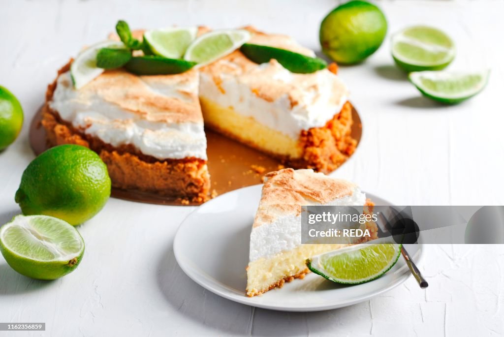 Key Lime Pie. Citrus pie with meringue.