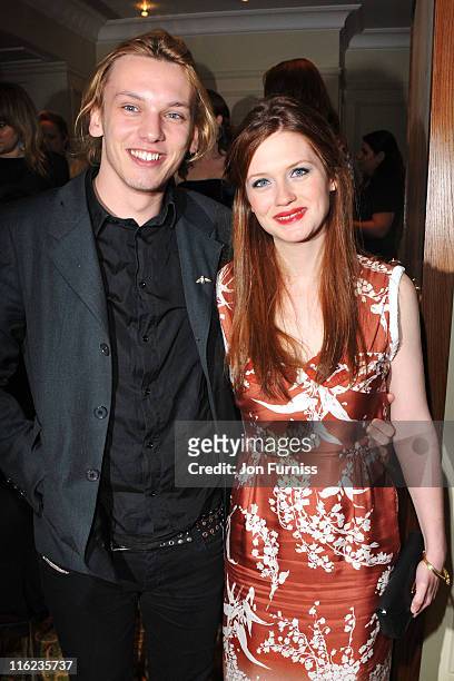 Actress Bonnie Wright and actor Jamie Campbell Bower attend the official after party for Orange British Academy Film Awards at Grosvenor House on...