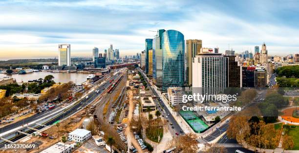 buenos aires skyline - buenos aires aerial stock pictures, royalty-free photos & images