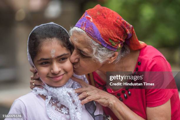 Parsis exchange New Year's greetings with each other on the occasion of Parsi New Year at Fire Temple at Dadar, on August 16, 2019 in Mumbai, India....