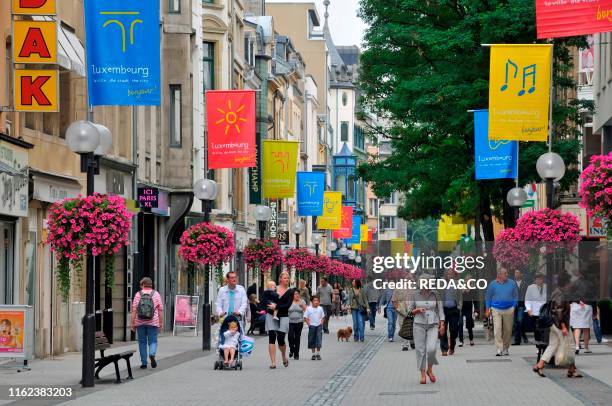 Pedestrian zone in downtown. Luxembourg City. Luxembourg. Europe.