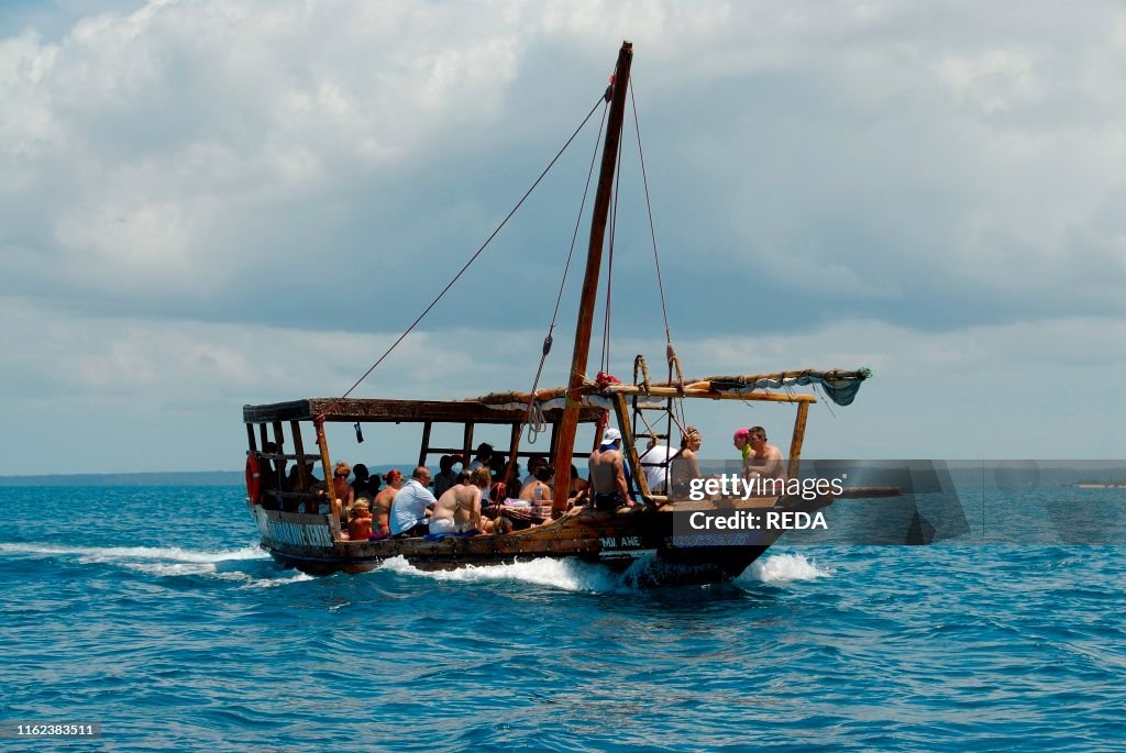 Tourist boat. Prison Island. Zanzibar. United Republic of Tanzania. Africa